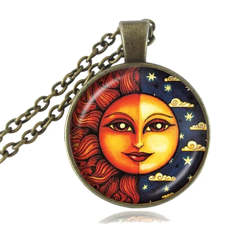Sun God & Moon ожерелье День и ночь Инь Ян кулон галактика ювелирные изделия