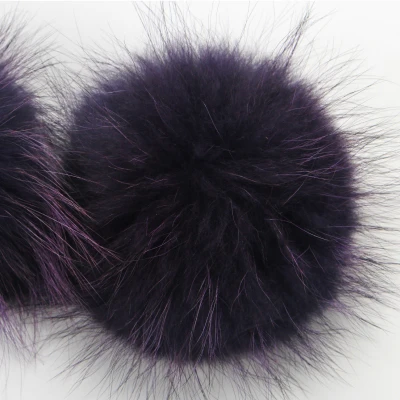 FURTALK натуральный меховой пумпон из меха енота на помпон шапки - Цвет: purple