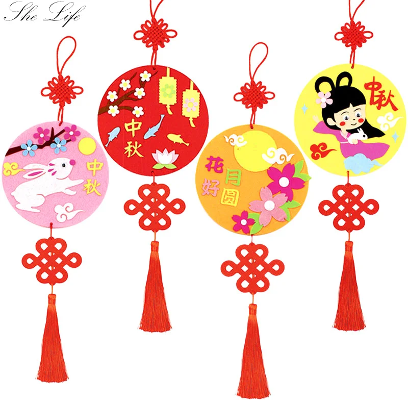 Mid Autumn Festival Hanging Adornment DIY Felt Package Children Handmade Paste Material Kindergarten Pendant Decoration | Дом и сад