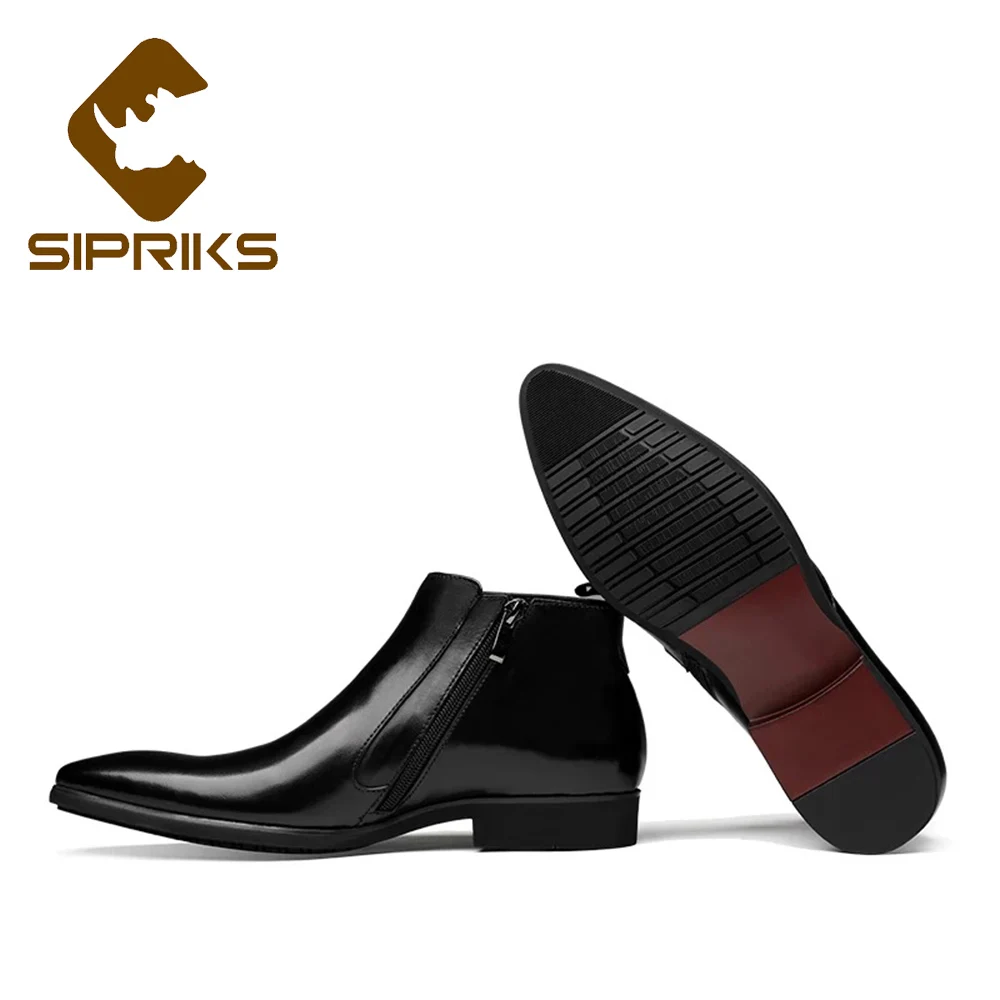Sipriks/ботинки en vrai cuir homme ботинки из натуральной кожи на молнии элегантные черные