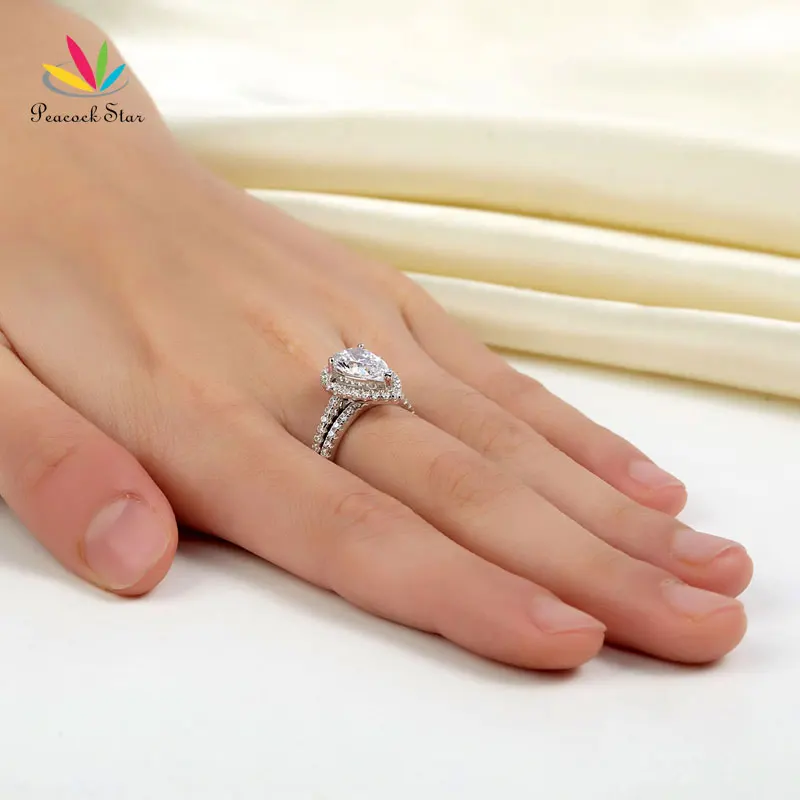 Женское кольцо из серебра 925 пробы с павлиньими звездами|engagement ring set|ring setengagement |