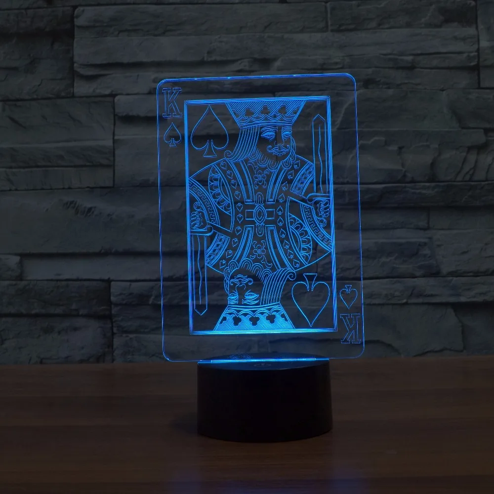 Радужные цвета покер Король 3d иллюзия лампы пасхальное украшение Falsh светодиоды