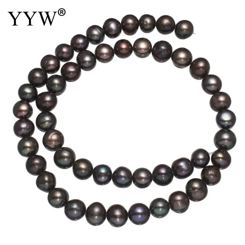 Круглые черные жемчужные бусины класса А 8 9 мм|beads for diy|freshwater pearl beadsloose beads |