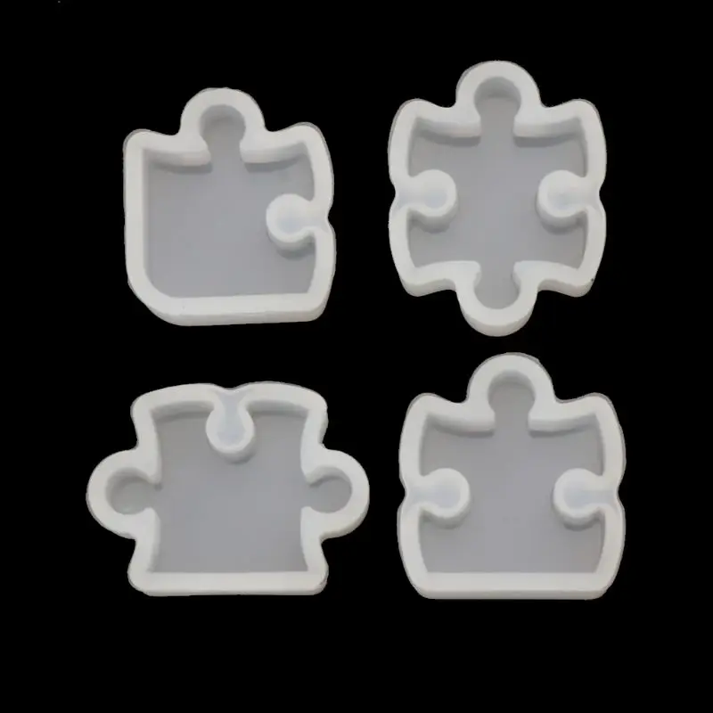

4Pcs Puzzle Gemstone Crystal Mold Silicone Mould DIY Jewelry Pendant Making Tool
