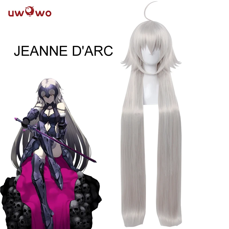 UWOWO Alter Jeanne d'Arc / Joan of Arc парик Fate/Grand Order волосы 100 см Серебристые Длинные прямые
