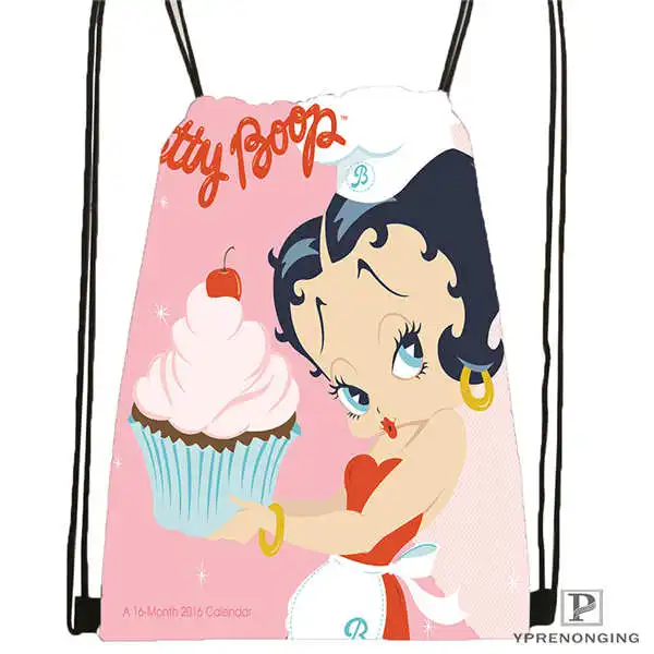Пользовательские BETTY-BOOP-STANDARD@ 1 походная сумка на шнурке милый рюкзак для детей(черная спинка) 31x40 см#2018612-01-24 - Цвет: Drawstring Backpack