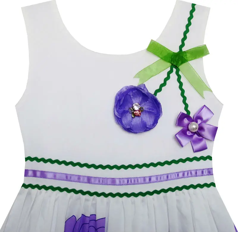 Girls Dress Princess Purple Rose Flower Garden Party 2020 Summer Wedding Dresses Girl Clothes Size 7-14 Pageant Sundress | Детская
