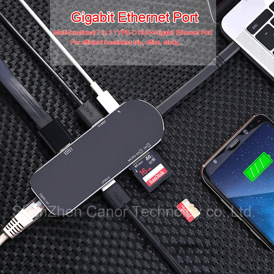 USB хаб 7 в 1 HDMI гигабитный кабель Ethernet 3 0|sd sd|sd 1converter hdmi |
