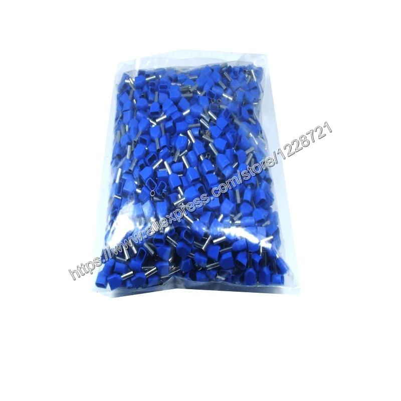 1000 штук упак. TE4012 2X12 AWG двойной и вход провода Bootlace наконечники для 2X4.0mm2 12 0 мм