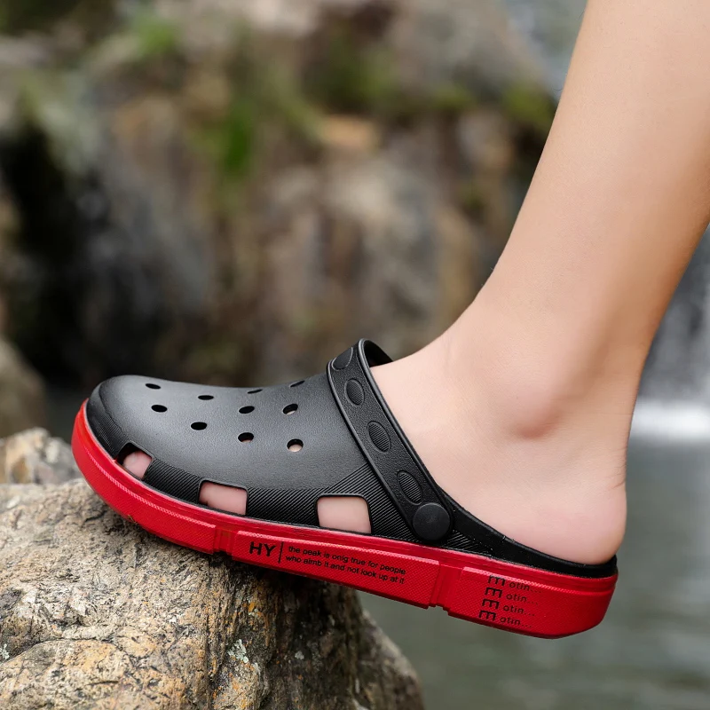 Классические садовые Туфли-сабо без застежки мужские летние шлепанцы плоская