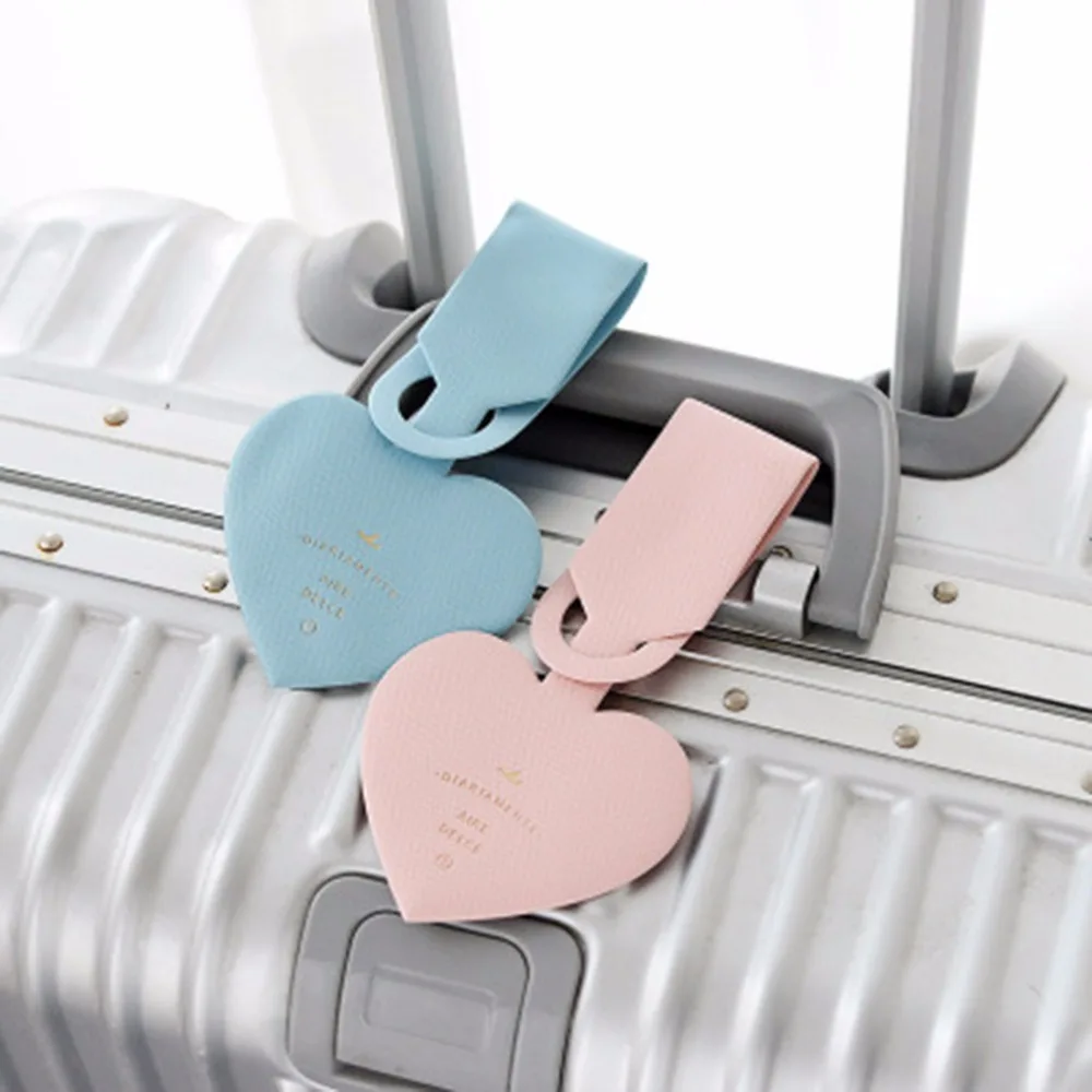 

THINKTHENDO PVC Portable Heart Shape Travel Luggage Tags Baggage Suitcase Bag Labels Name Address 6 Color