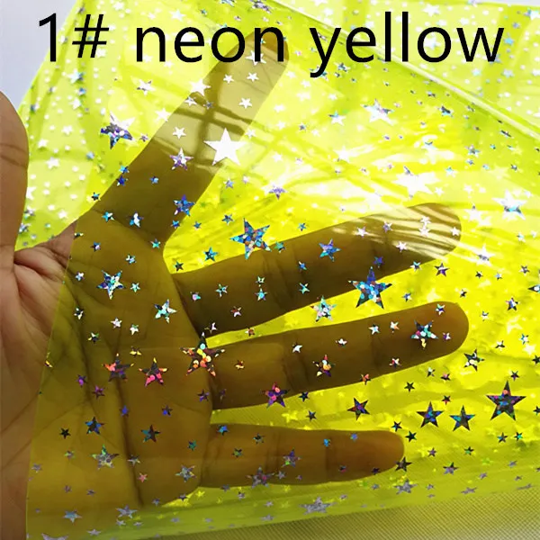 1 neon yellow 7,6*12 дюймов звезда Прозрачная голограмма Синтетическая кожа ткань для DIY аксессуары - Цвет: 1 neon yellow