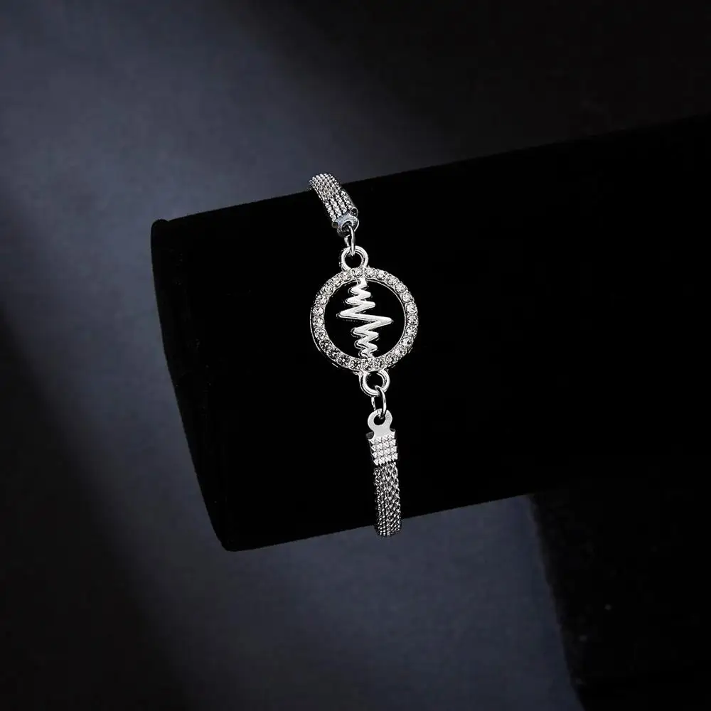 Rinhoo Новая мода синеглазое серебряное цепочка браслеты для женщин Морская звезда ЭКГ пустым кругом-кошка руки Дерево ювелирных изделий на.