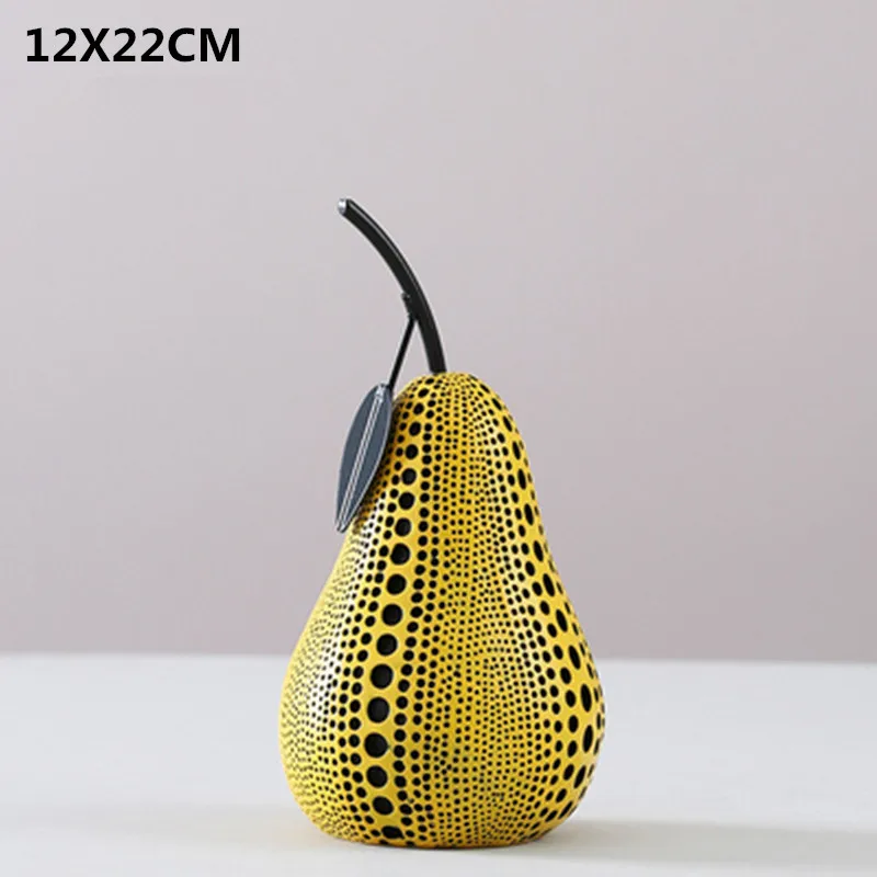 Цвет: желтый Yayoi Kusama, волнистая точка, яблоко, груша, смола, ремесло, украшение для рабочего стола, креативная гостиная, имитация фруктов, фигурки X1763 - Цвет: Цвет: желтый