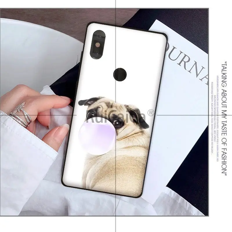 Ruicaica Animal cute pug Новое поступление черная ячейка чехол для телефона Red mi 5 plus Note Xuiao 8