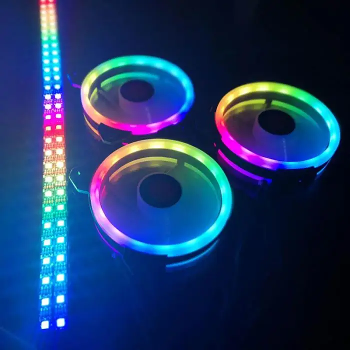RGB PC вентилятор 12 В 6 Pin 12 см охлаждающий вентилятор с контроллером для компьютера бесшумный игровой чехол