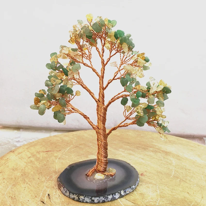 Кристальные натуральные донглирование нефрит цитрин кварц gemMoney дерево Фен Шуй