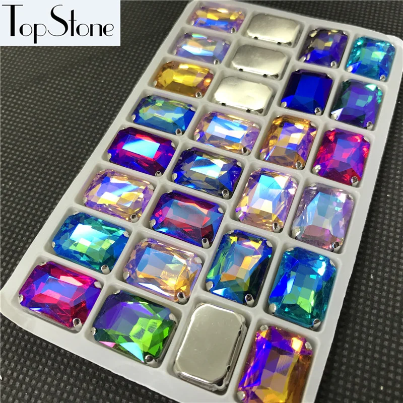 Topstone смешать AB Цвет 6x8 8x10 10x14 13x18 18x27 мм прямоугольник на камне с серебряной оправе