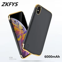 zkfys 6000mah portable charger power bank case for iphone xs max external battery cases slim backup powerbank charging cover