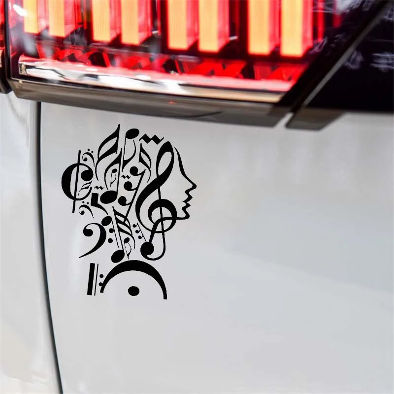 

YJZT 10.9*14CM Abstract Design Music Girl Car Sticker Popular Fashion Style Black/Silver Vinyl Car Decal C20-0926
