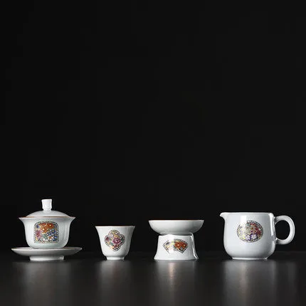 Чайный сервиз из белого фарфора чайный GaiWan Dehua домашний чайник с ручной росписью
