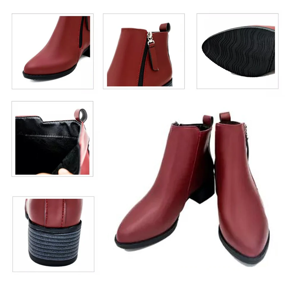 Однотонная обувь на толстой танкетке сезон весна-осень женские ботильоны из