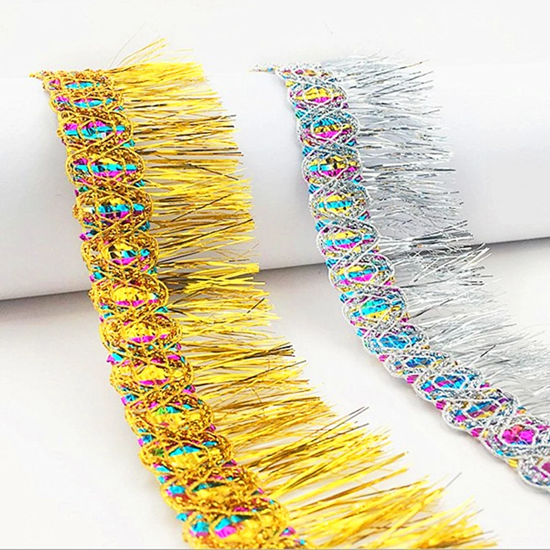 

Short Fringe Tassel Latin Fringe Gold And Silver 50 Yds/Lot Bright Colored Trimming Dance Dress Appliques Trims 5.5cm Long