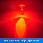 100 шт. 5 мм красный светодиодный Диод прозрачный 2-контактный круглый ультра яркий 5 мм 20 мА 2 в светодиодный 620-нм светоизлучающая Диодная лампа через отверстие