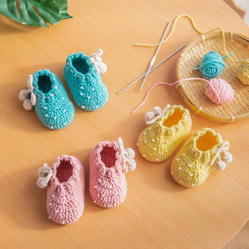 QYFLYXUE ручной crochetHandmade шерстяная вязанная крючком детская обувь Туфли на платформе