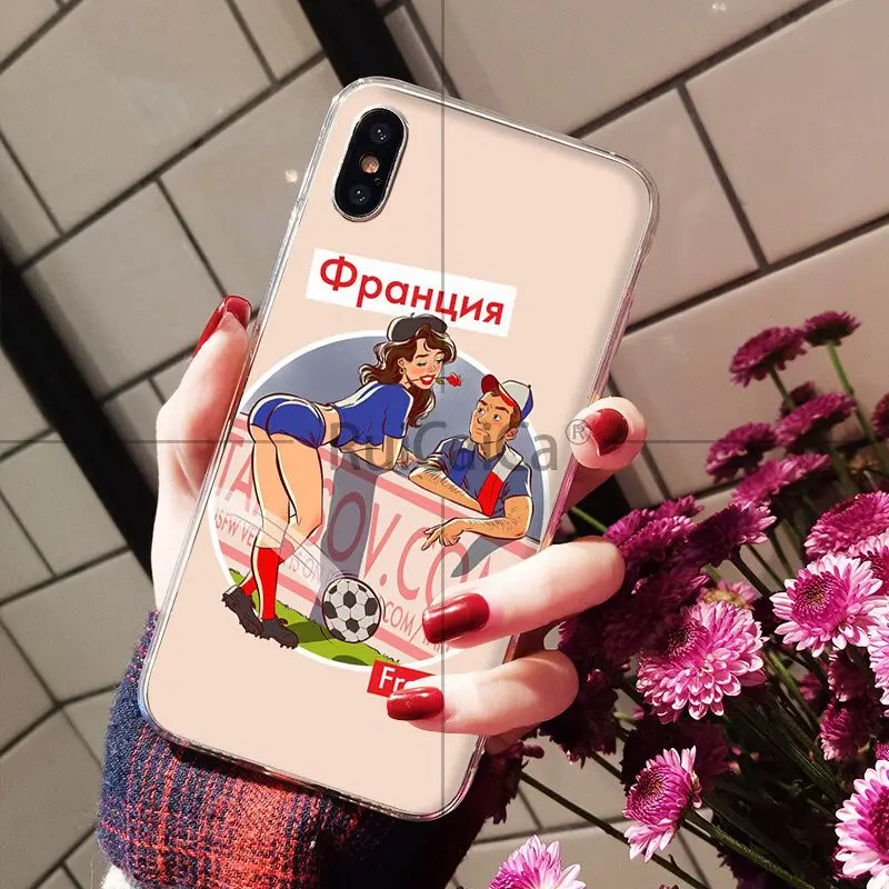 Ruicaica Sports FOOTBALL GIRL TPU Soft Silicone Transparent Phone Case for iPhone 6S 6plus 7 7plus 8 8Plus X Xs MAX 5 5S XR | Мобильные