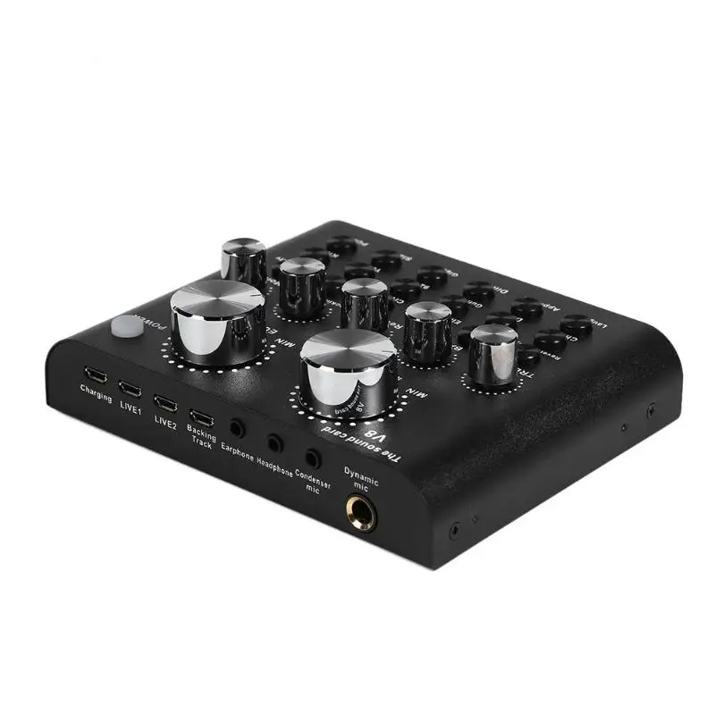 Черный V8 аудио Bluetooth 4,2 гарнитура микрофон K песня стерео прямая трансляция звуковая карта аудио Внешняя USB гарнитура микрофон для Прямая поставка - Цвет: Черный