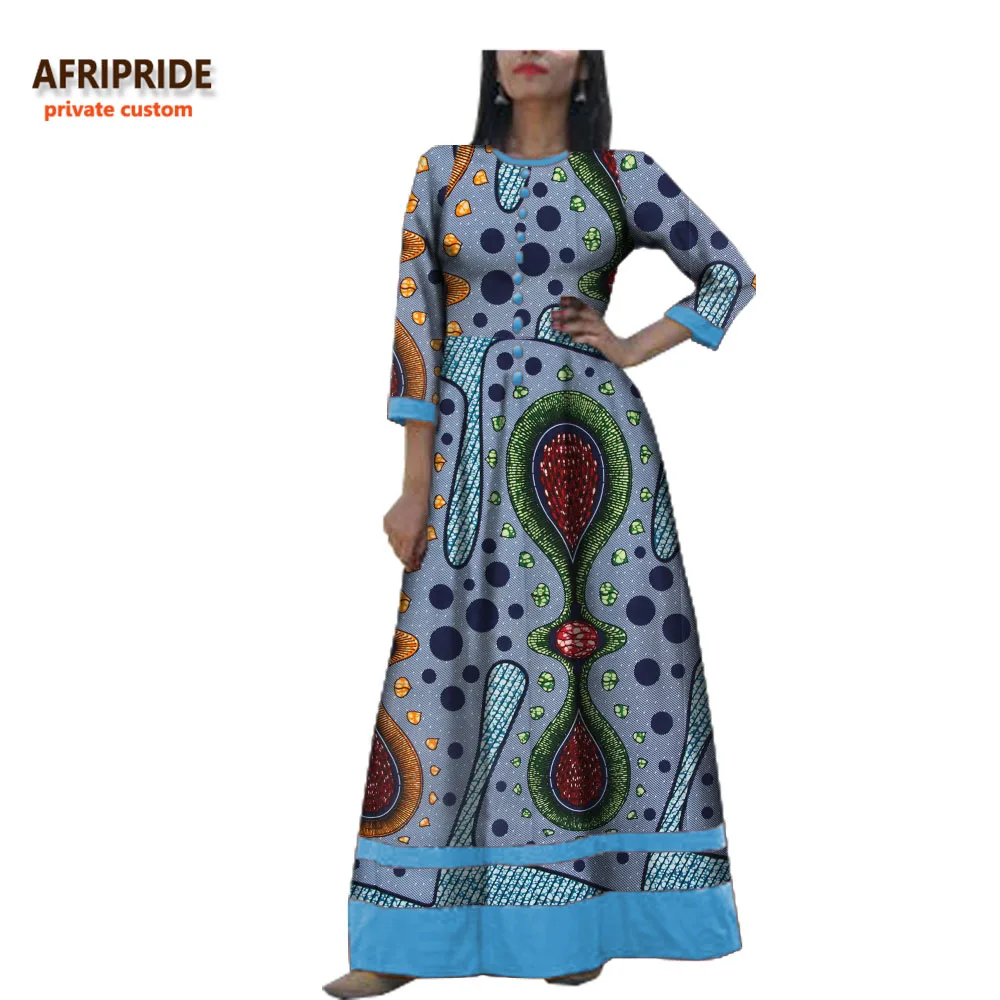 2019 Африканское женское осеннее длинное платье AFRIPRIDE с рукавом три четверти и