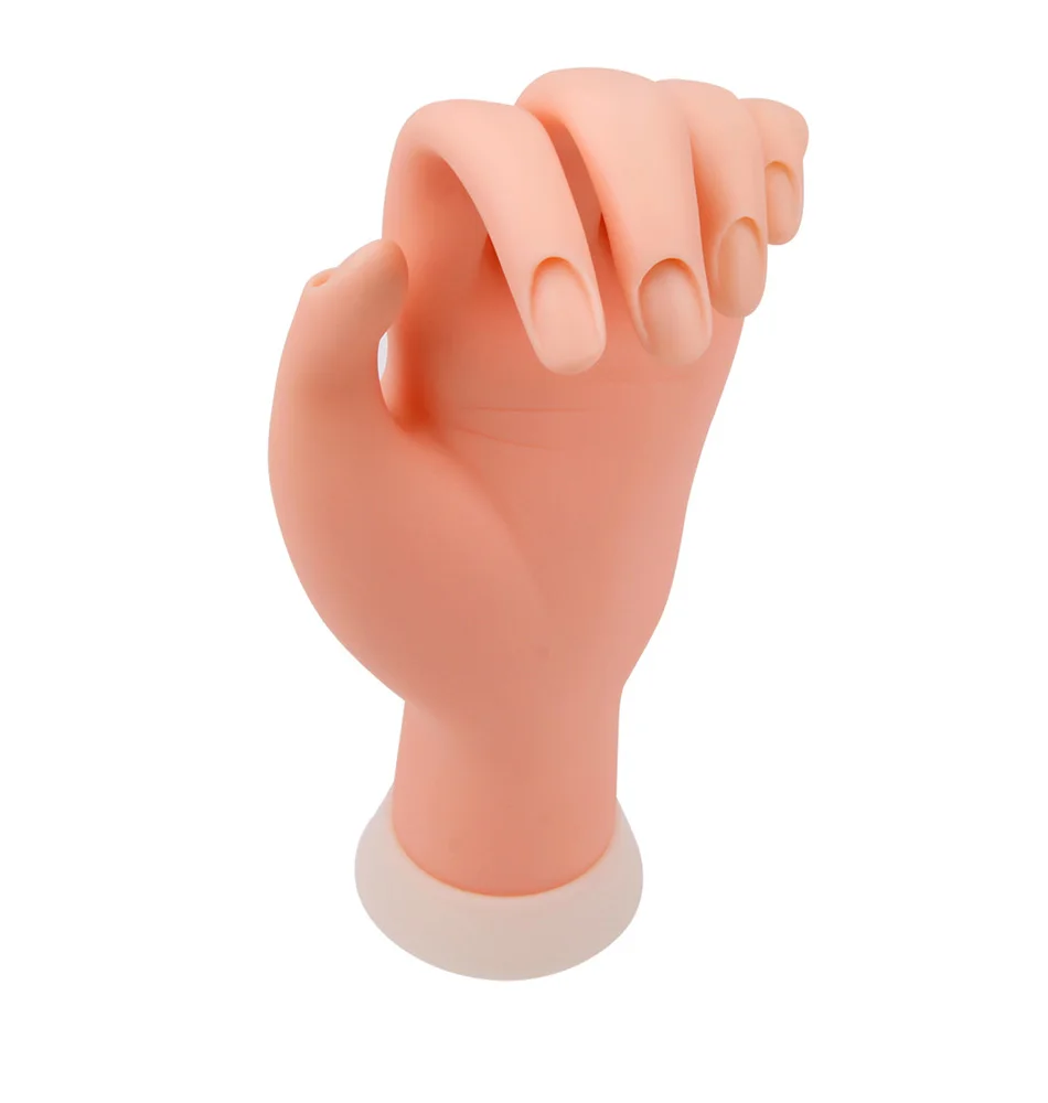 Nail Practice Hand Model Flexible Movable Silicone Prosthetic Soft Fake Hands for Nail Art Training Display Model Manicure Tool