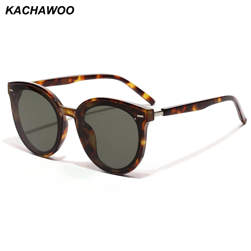 Kachawoo, круглые солнцезащитные очки для женщин, большая оправа, заклепки, леопард, Ретро стиль, солнцезащитные очки для мужчин, красные, черные, трендовые аксессуары, унисекс