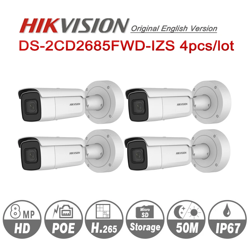 Hikvision оригинальная DS 2CD2685FWD IZS камера 8 МП POE CCTV 50 м ИК диапазон IP67 IK10 H.265 + 2 12 мм зум 4