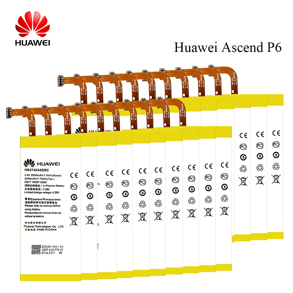 

20Pcs/Lot HB3742A0EBC For Huawei Ascend P6 Battery P6-U06 p6-c00 p6-T00 Ascend G6 G620 G621 G620s G630 Bateria 2000mAh