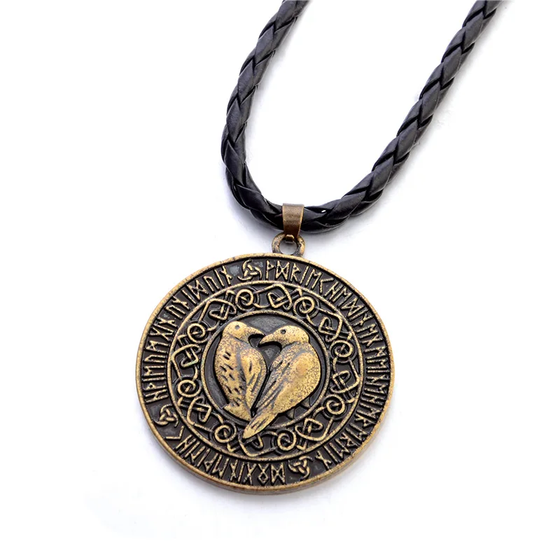 Ожерелье с подвеской в виде скандинавских викингов Одина круглый кулон двойной