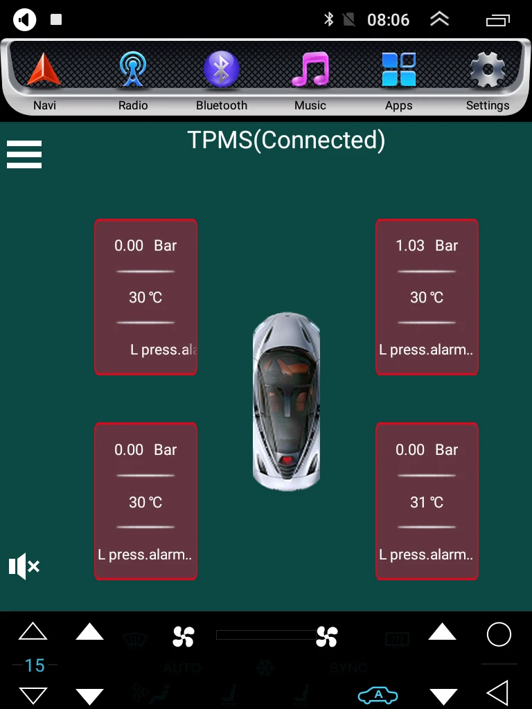 USB Android TPMS монитор давления в шинах/Android навигационная система мониторинга