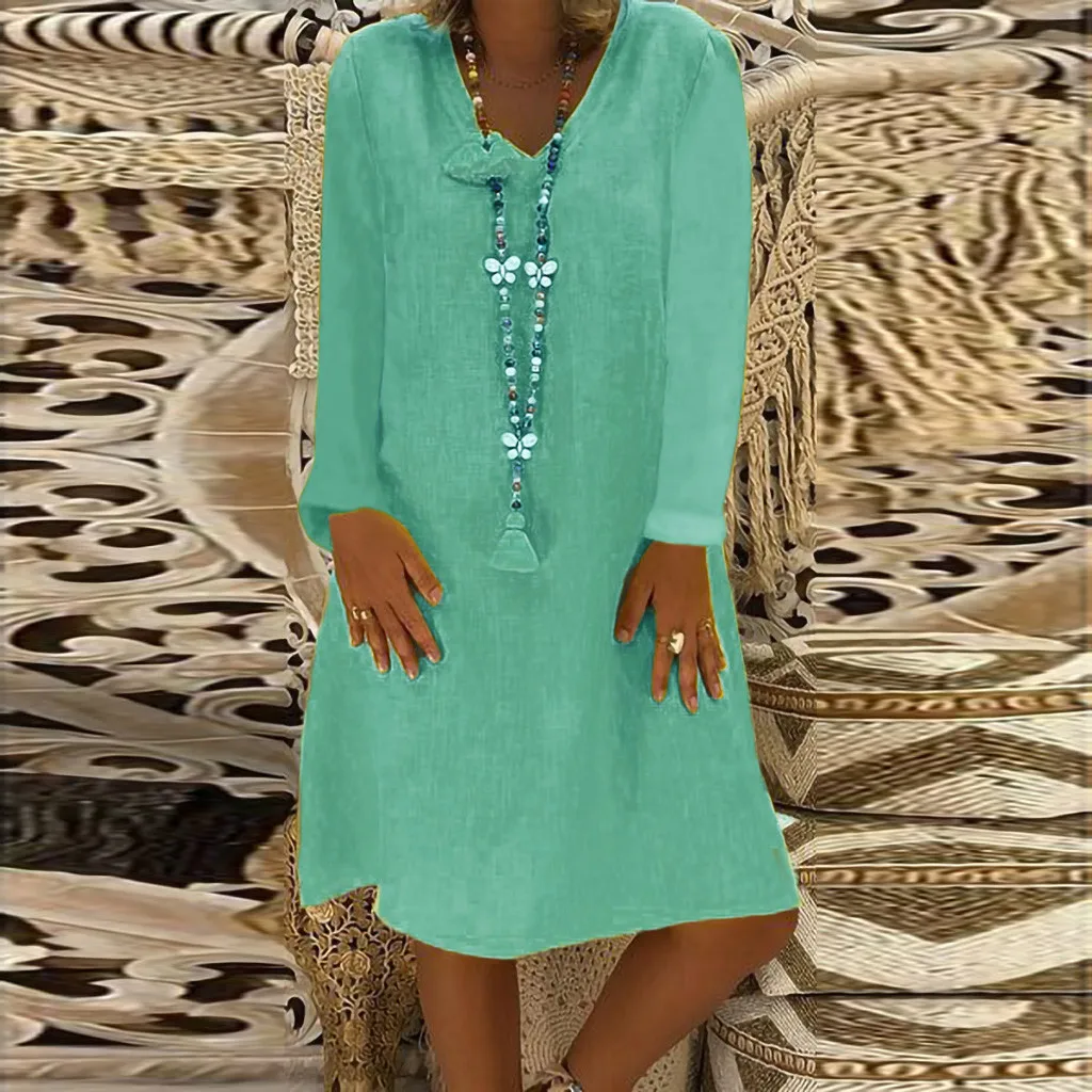 JAYCOSIN летнее женское платье Boho с длинным рукавом для отдыха на пляже Женское