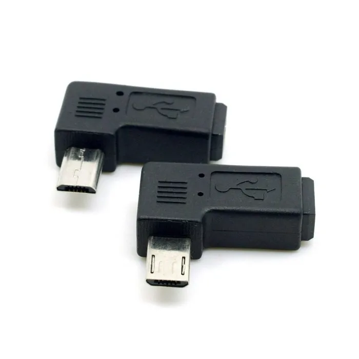 2 шт. 9 мм Длинный разъем 90 градусов левый и правый угловой Micro USB 5Pin штекер мини