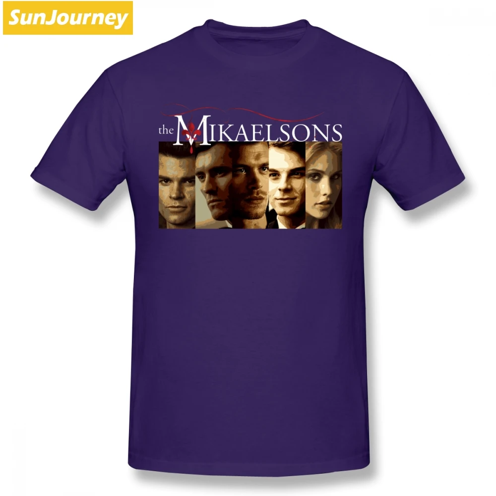 The Vampire diaries The Mikaelsons Мужская футболка хип-хоп Уличный сверхразмерный хлопок с круглым вырезом на заказ короткий рукав мужские рубашки - Цвет: Фиолетовый