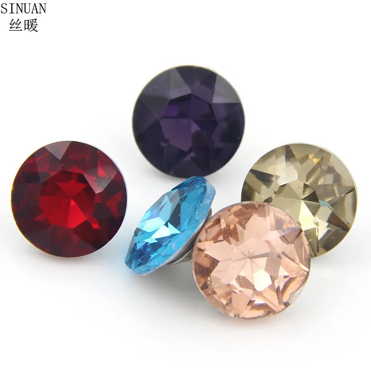SINUAN Rhinestone Кнопки Бусы и пуговицы окрашенная Стекло пуговицы 100 шт. хвостовика пуговиц Аксессуары для одежды аппликация для Костюмы