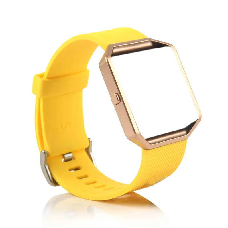 Yellow Браслет Bemorcabo для Fitbit Blaze, силиконовый браслет, сменный ремешок с рамкой из розового золота для Fitbit Blaze, умные фитнес-часы - Цвет ремешка: Yellow