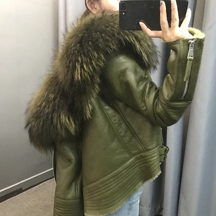 Новинка, короткая парка, зимняя куртка, женский природный натуральный мех, двусторонний мех, натуральная кожа, кашемировое пальто, толстые парки, модные