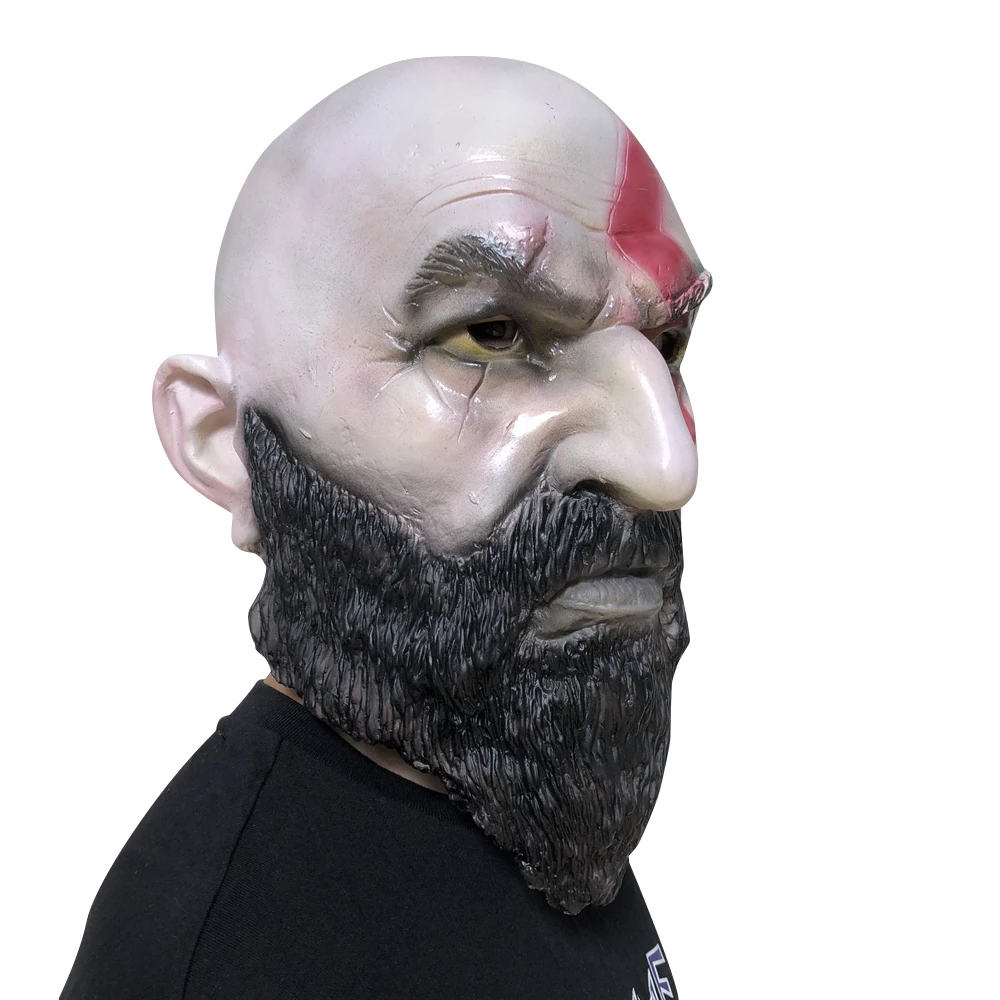 Игра Бог войны 4 маска с бородой Косплей Kratos ужас латексные маски Шлем Хэллоуин