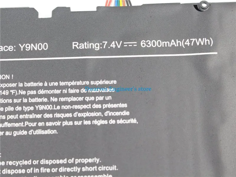 Литий-полимерный Y9N00 Аккумулятор для ноутбука Dell XPS12 9Q23 DELL XPS 13 XPS 13-L321X 3H76R 489XN C4K9V Y9N00 Аккумулятор 7,4 V 6300mAh 47Wh