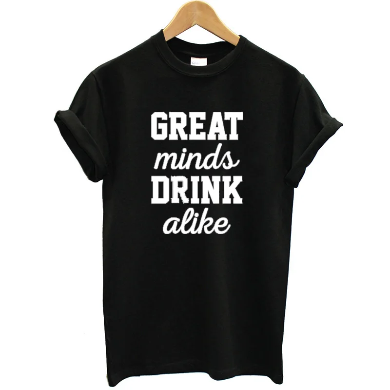 Модная летняя футболка женская с буквенным принтом Great Minds Drink забавная коротким