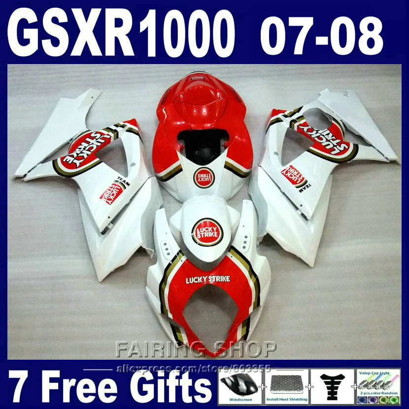 Новый популярный комплект обтекателей для Мотоцикла Suzuki GSXR 1000 07 08 бело красных
