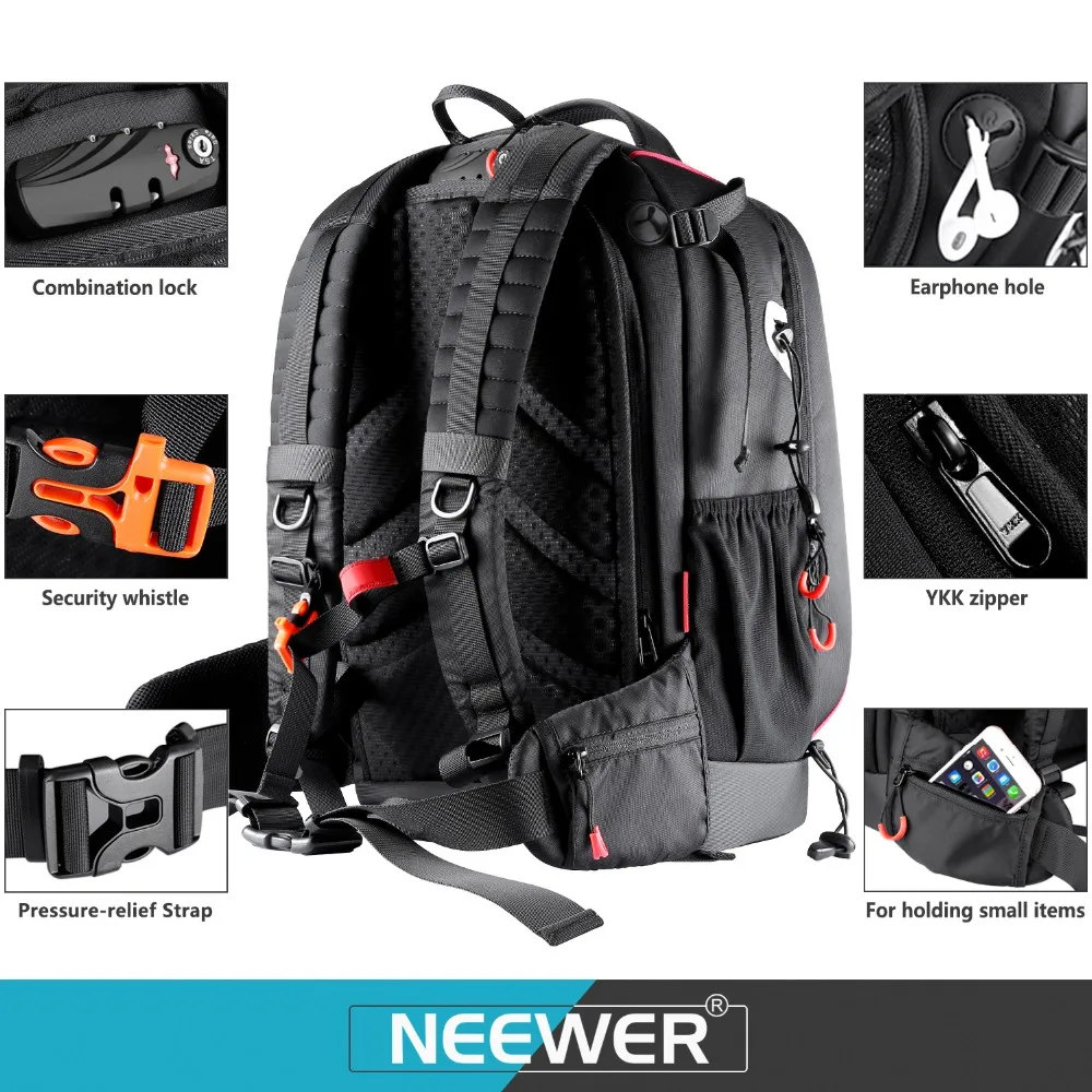 Neewer Pro чехол для камеры водонепроницаемый ударопрочный Регулируемый мягкий рюкзак для камеры с противоугонным кодовым замком