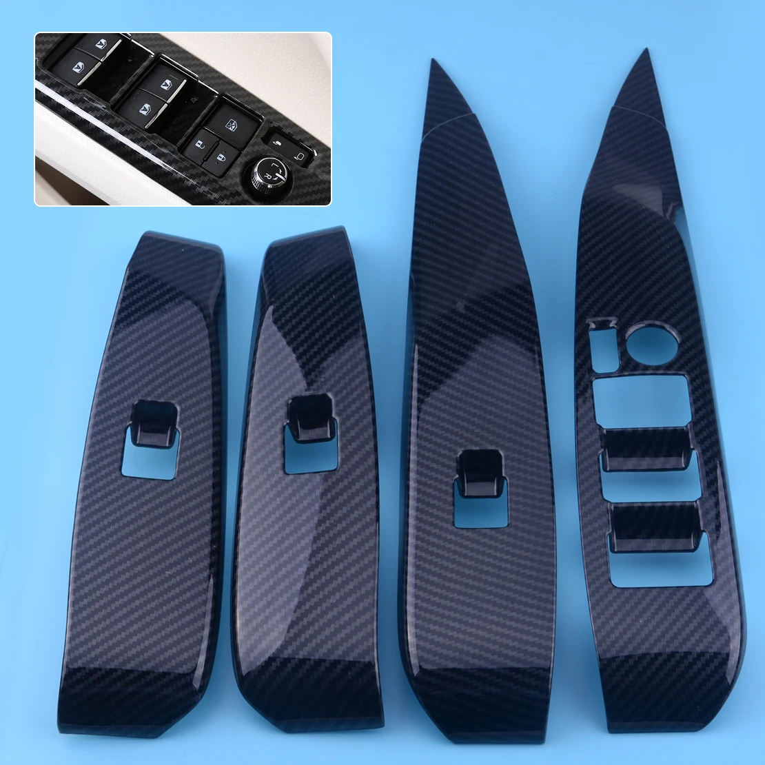 

beler 4pcs ABS Carbon Fiber Style Door Window Lift Switch Button Cover Trim Panel Fit For Toyota Camry 2018 Car Styling